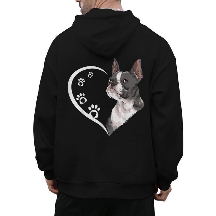 Boston Terrier Shirts For Women Girls Kids Heart Cute Men's Hoodie Back Print