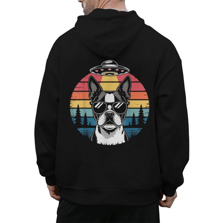 Boston Terrier UFO Alien Boston Terrier Dog Mom Dad Men's Hoodie Back Print