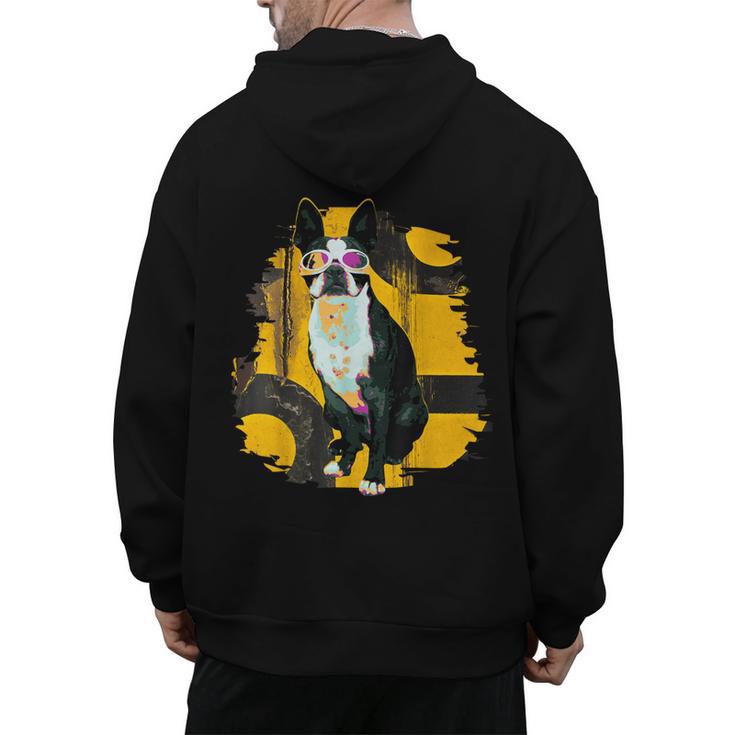 Boston Terrier s Mid-Century Modern Art s Street Grunge Men's Hoodie Back Print