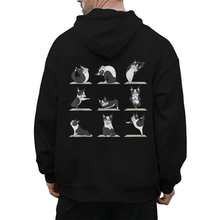 Boston Terriers Yoga Men's Hoodie Back Print