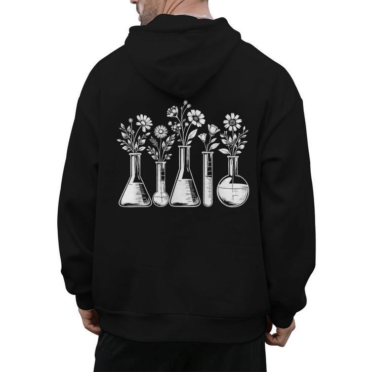 Botanical Beaker Science Teacher Floral Chemistry Lab Week Men's Hoodie Back Print