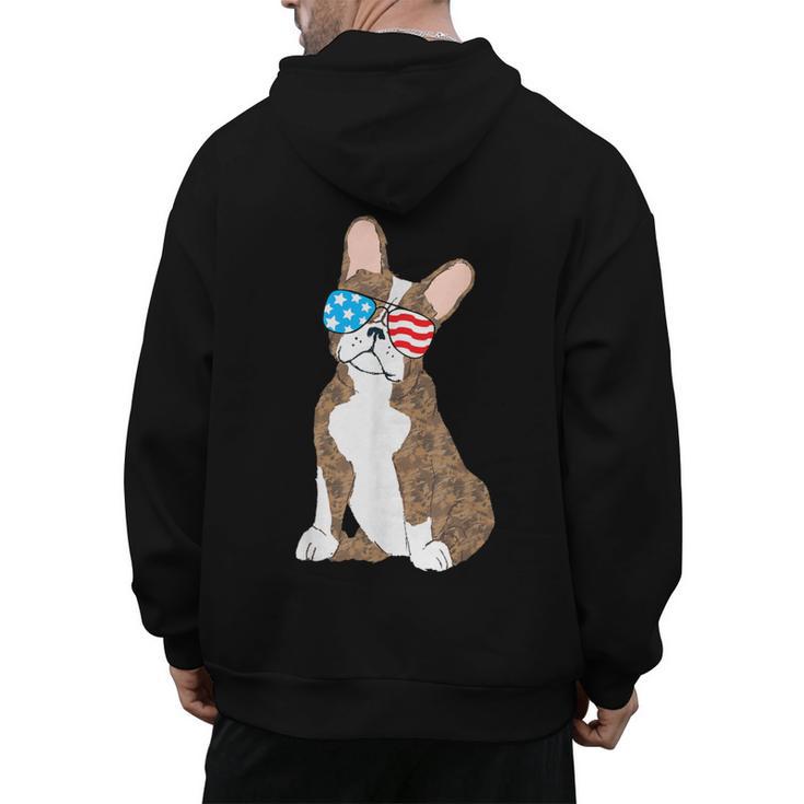 Brindle Boston Terrier Dog Patriotic Shirt USA Flag Men's Hoodie Back Print