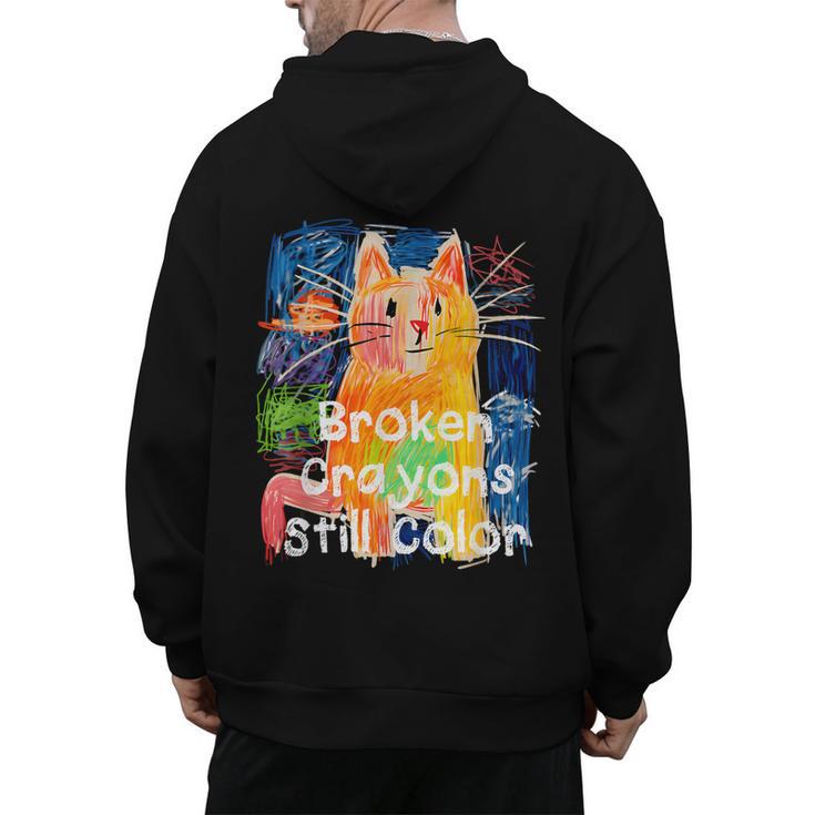 Broken Crayons Still Color Cat Teacher Men's Hoodie Back Print