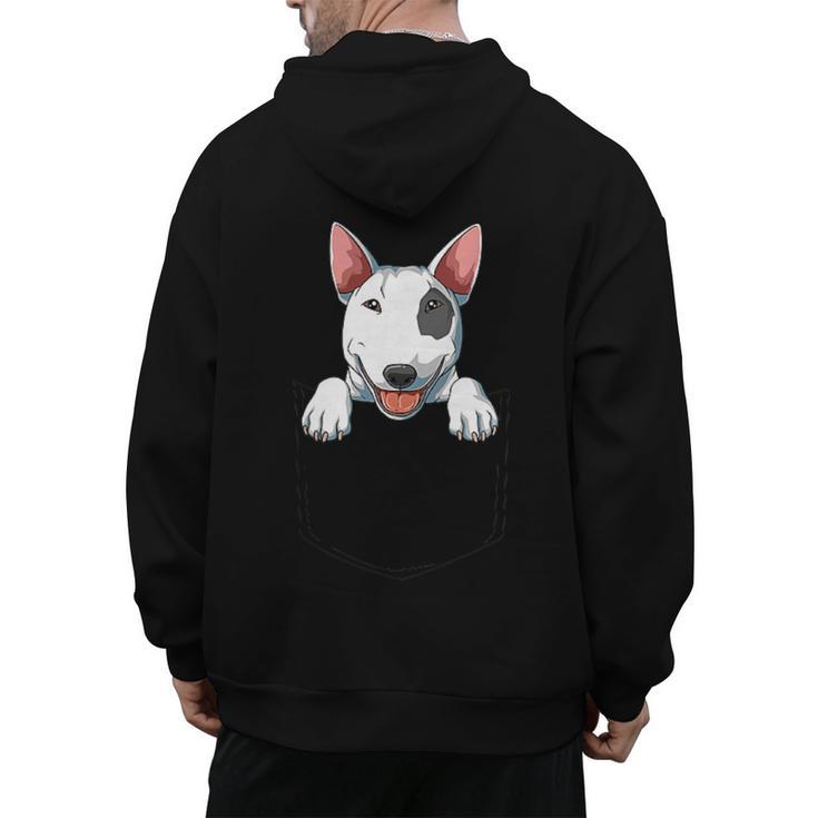 Bull Terrier Pocket Bull Terrier Peeking Out Pocket Men's Hoodie Back Print