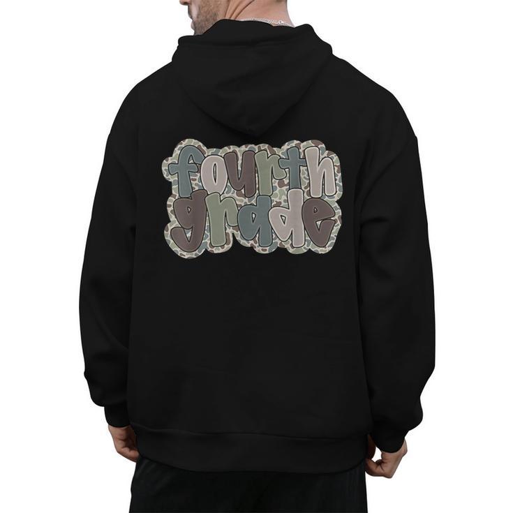 Camo Team 4th Grade Squad Back To School Teacher Kids Boys Men's Hoodie Back Print