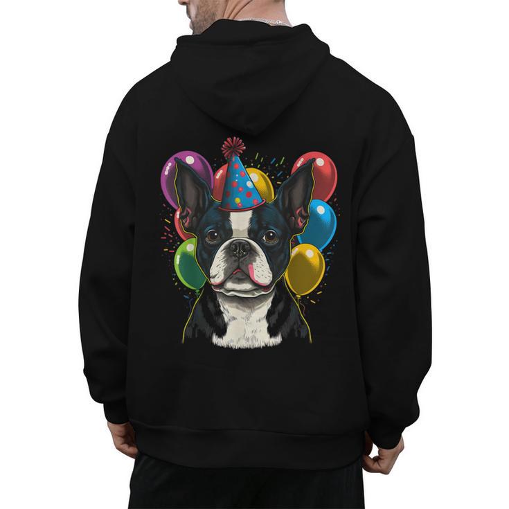 Celebration Event Birthday Party Boston Terrier Men's Hoodie Back Print