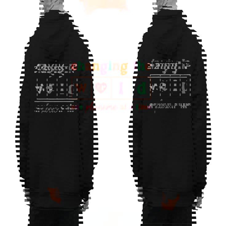 Changing The World One Phoneme At a Time Phonics Teacher Men Women Girls Kids Men&#x27;s Hoodie Back Print