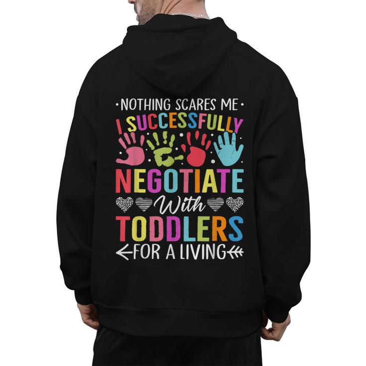 Childcare Teacher Negotiate With Toddlers Daycare Provider Men Women Girls Kids Men's Hoodie Back Print