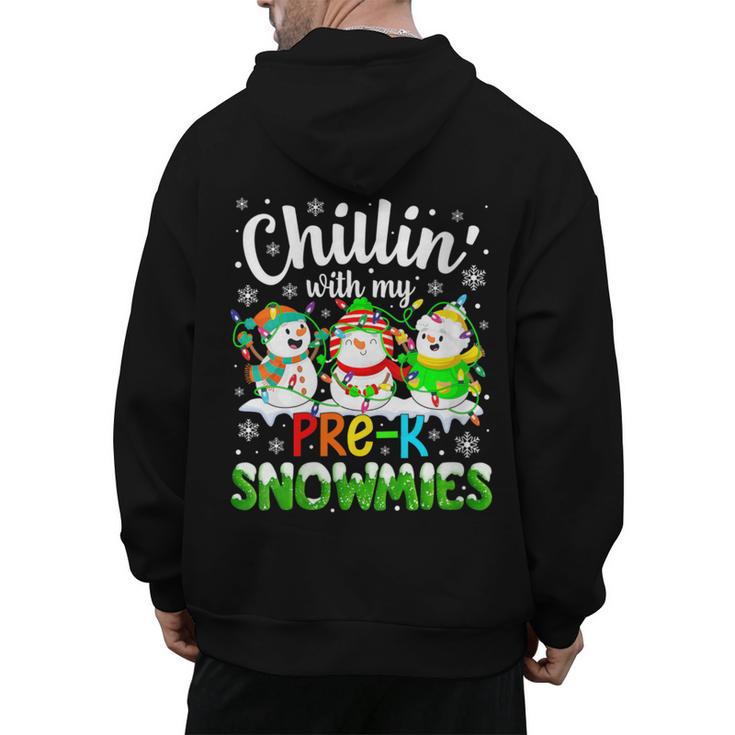 Chillin With My Pre-K Snowmies Christmas Teacher Xmas Men's Hoodie Back Print