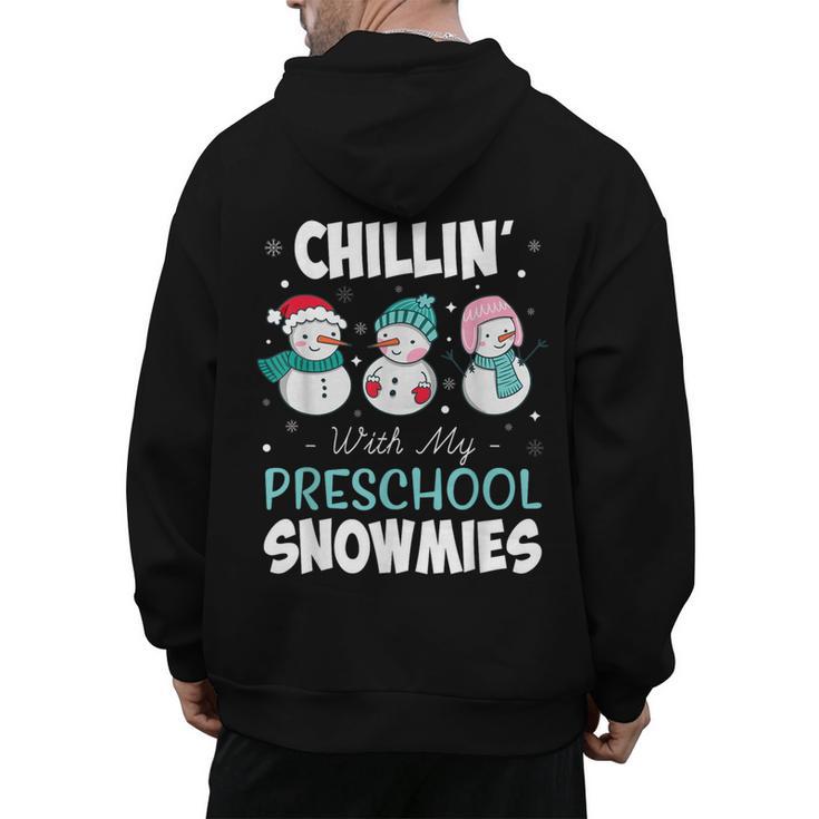 Chillin' With My Preschool Snowmies Teacher Christmas Men Women Kids Men's Hoodie Back Print