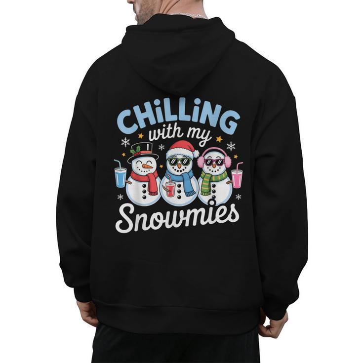 Chillin With My Snowmie Women Christmas Snowman Teacher Snow Men's Hoodie Back Print