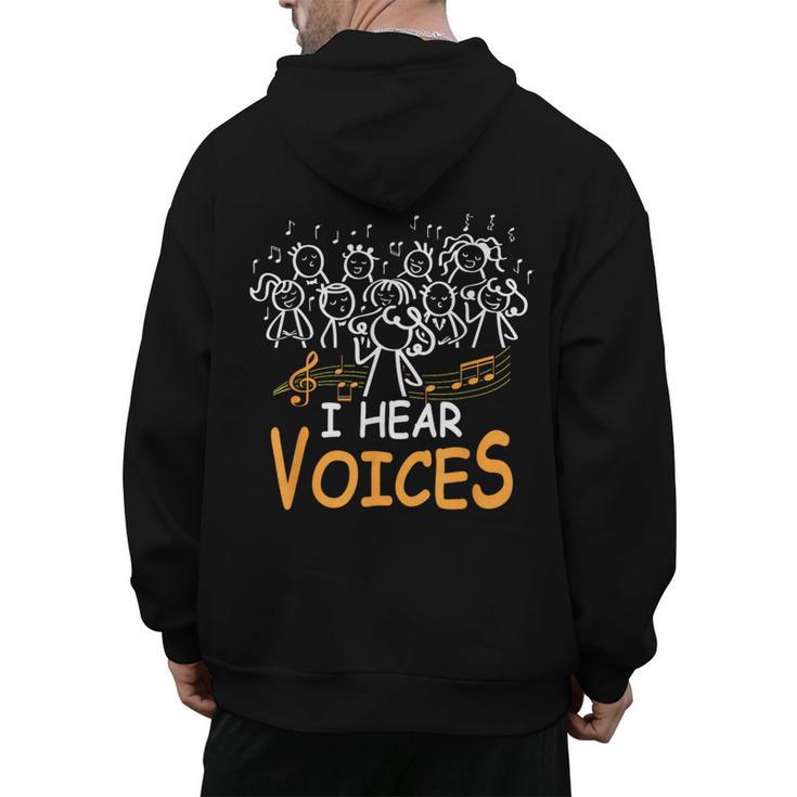 Choir Teacher I Hear Voices Chorister Church Choral Music Men's Hoodie Back Print