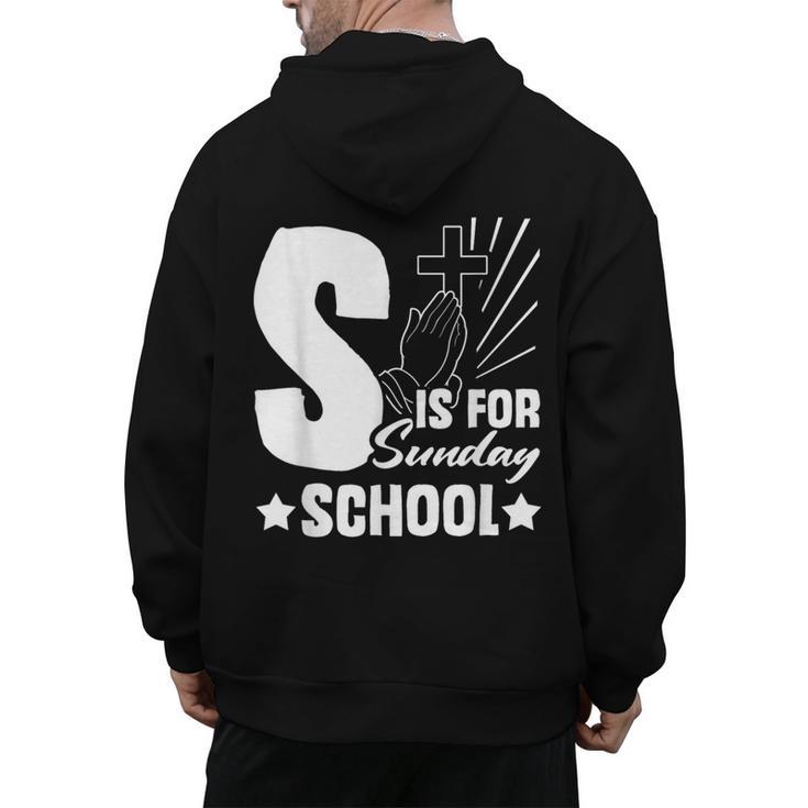 Christian Teacher S Is For Sunday School Essentials Men's Hoodie Back Print