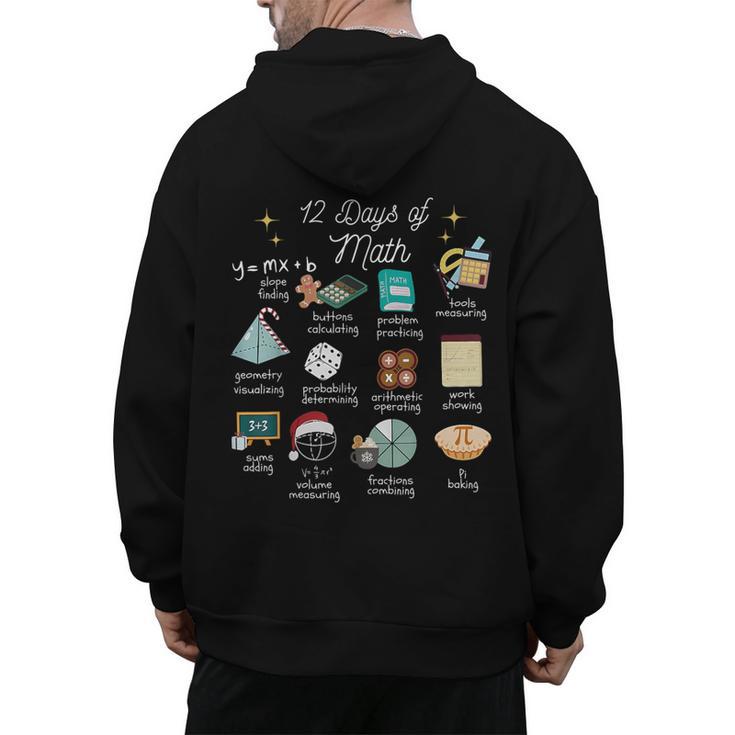 Christmas 12 Days Of Math Math Teacher Xmas STEM STEMS Men's Hoodie Back Print