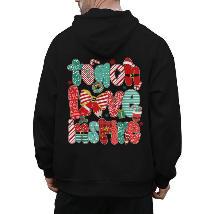 Christmas Coquette Bow Teacher Teach Love Inspire Men's Hoodie Back Print