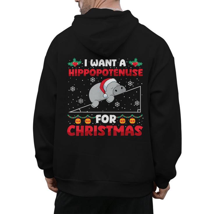Christmas Math Teacher Hippopotenuse Math Lovers Xmas Men's Hoodie Back Print