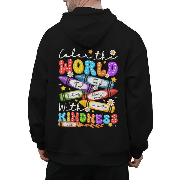 Color The World With Kindness Crayon Positivity Teacher Men's Hoodie Back Print