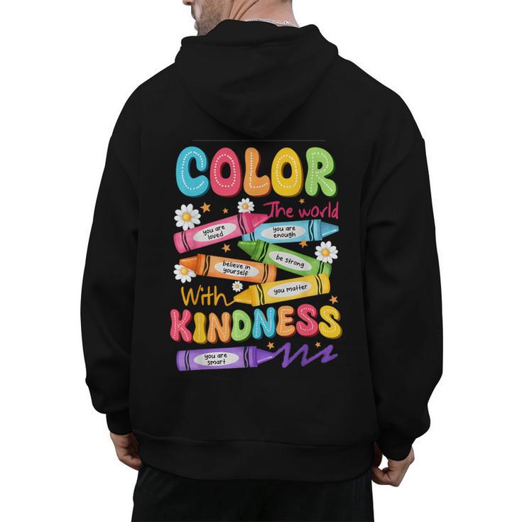 Color The World With Kindness Teachers Back To School Men's Hoodie Back Print