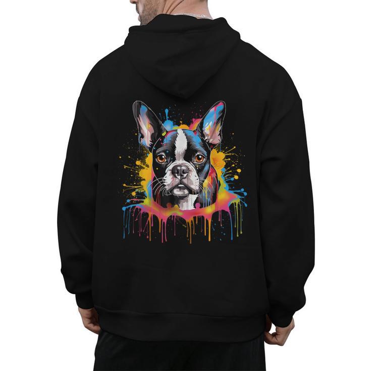 Colorful Boston Terrier Dog For Men Women Kids Men's Hoodie Back Print