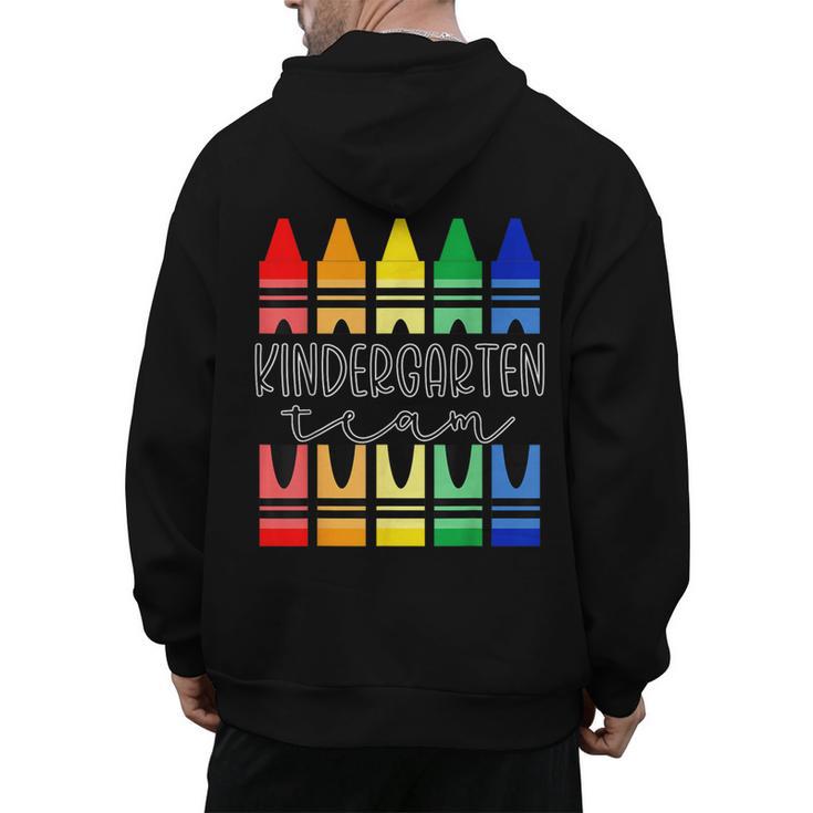 Colorful Crayon Kindergarten Team Tee For Teachers Students Men Women Kids Men's Hoodie Back Print