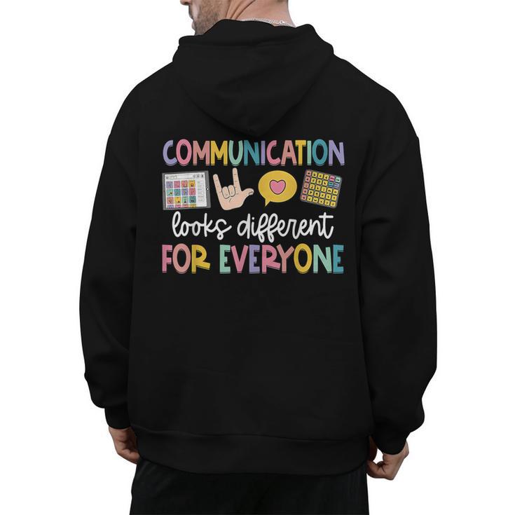 Communication Looks Different Tee Shirt Kids -Adults Teacher Animal Print Small Short Sleeve Classic Fit Crew Neck Polyester 100 Men's Hoodie Back Print