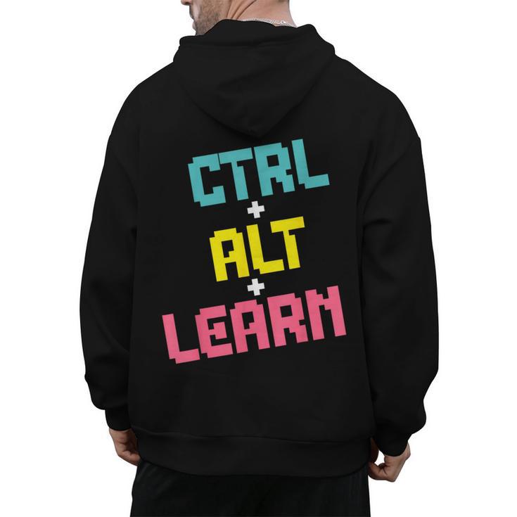 Computer Teacher Back To School Kids Ctrl Alt Learn Men's Hoodie Back Print