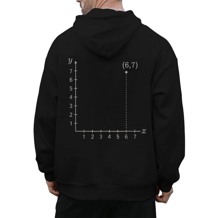 Coordinate 67 Math Teacher 67 Cartesian Grid Point Men's Hoodie Back Print
