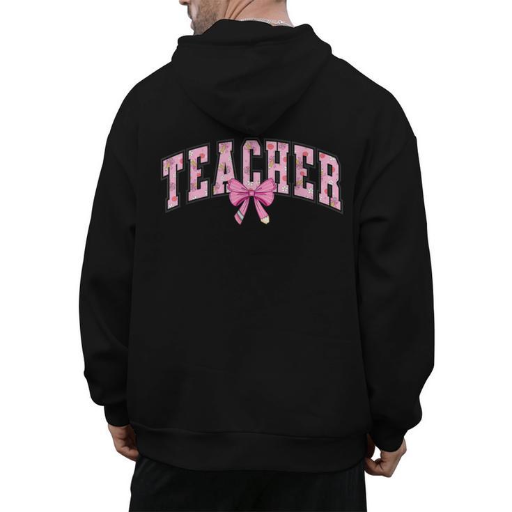 Coquette Bow Back To School First Day Teacher Men's Hoodie Back Print