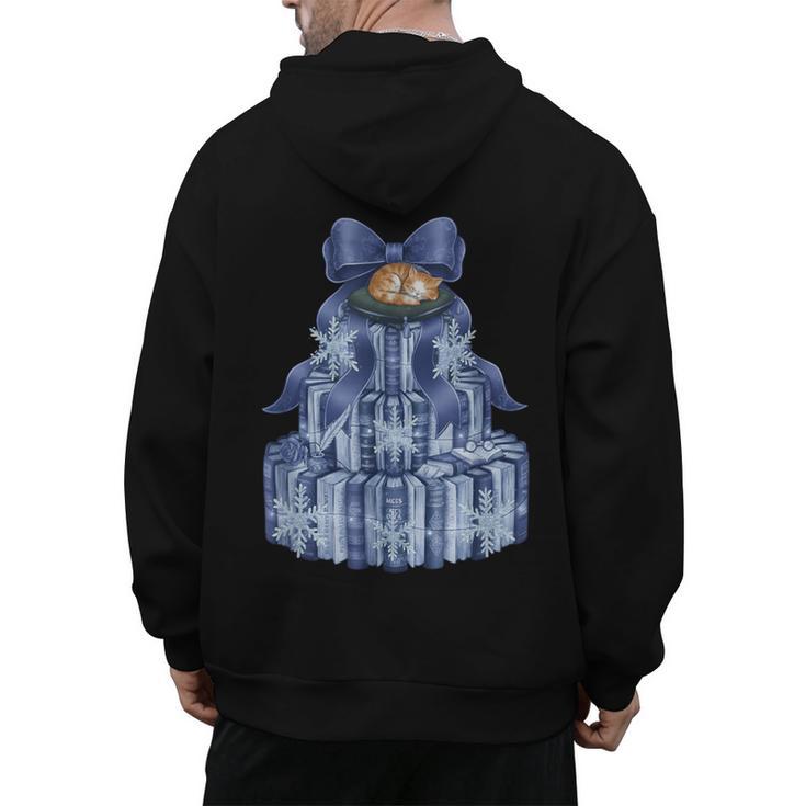 Coquette Bow Book Tree Merry Christmas Xmas Teacher Holiday Men's Hoodie Back Print