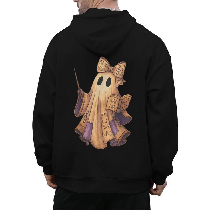 Coquette Music Note Patchwork Ghost Music Teacher Halloween Men's Hoodie Back Print