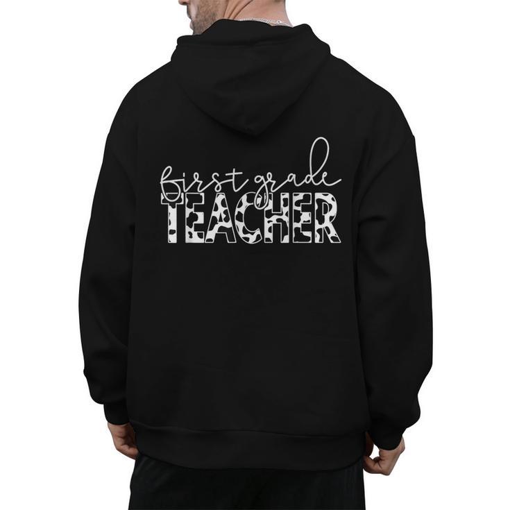 Cow Print For Elementary School First Grade Teachers Men's Hoodie Back Print