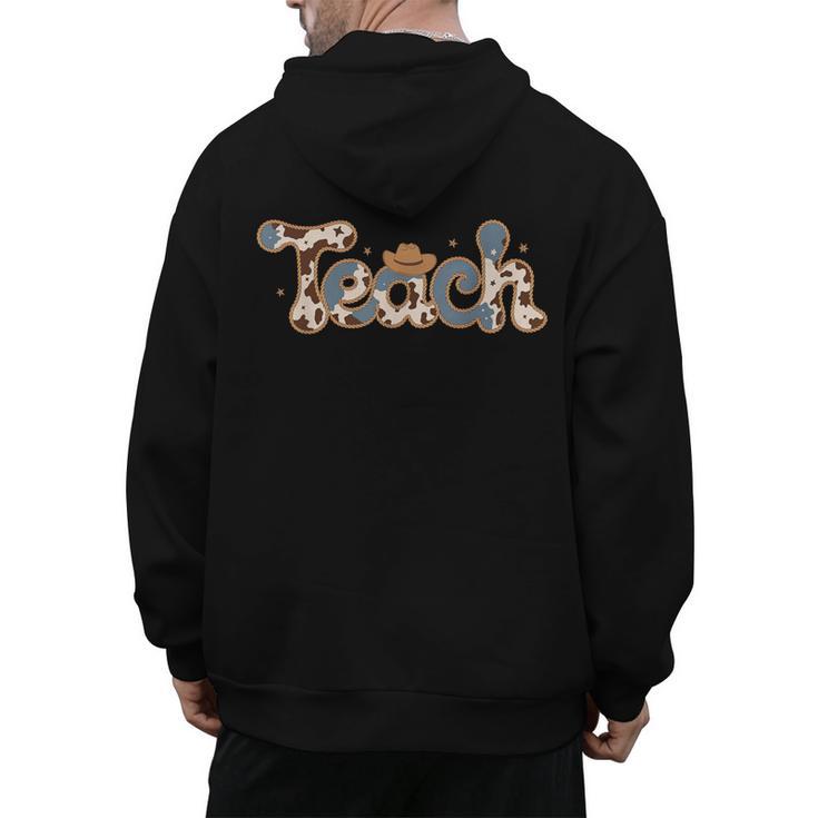 Cowhide Teacher Hat Cowboy Western Teacher Back To School Men's Hoodie Back Print
