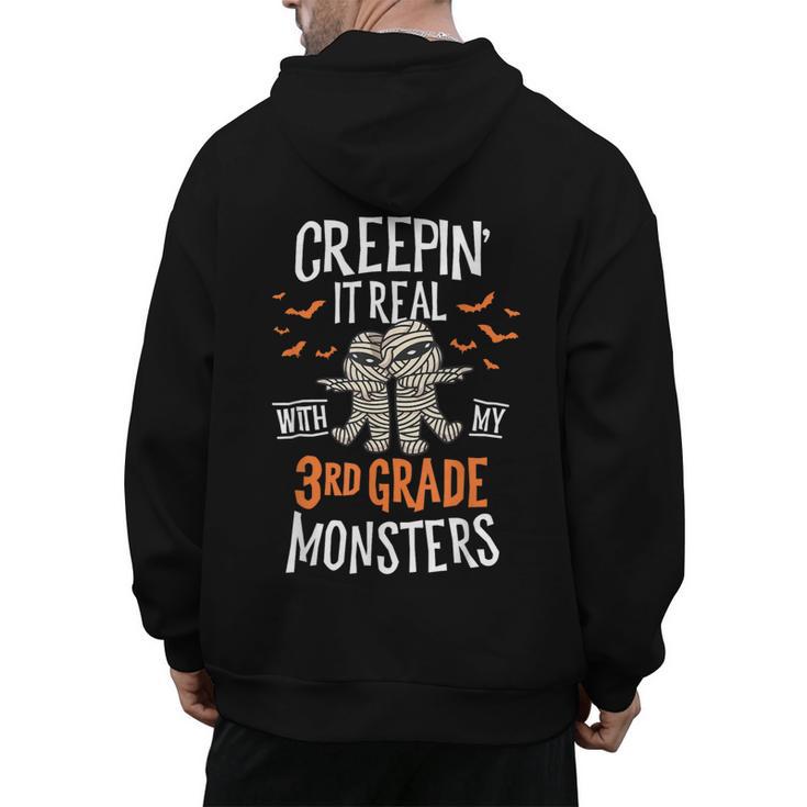 Creepin It Real With My 3rd Grade Monsters Halloween Teacher Men's Hoodie Back Print