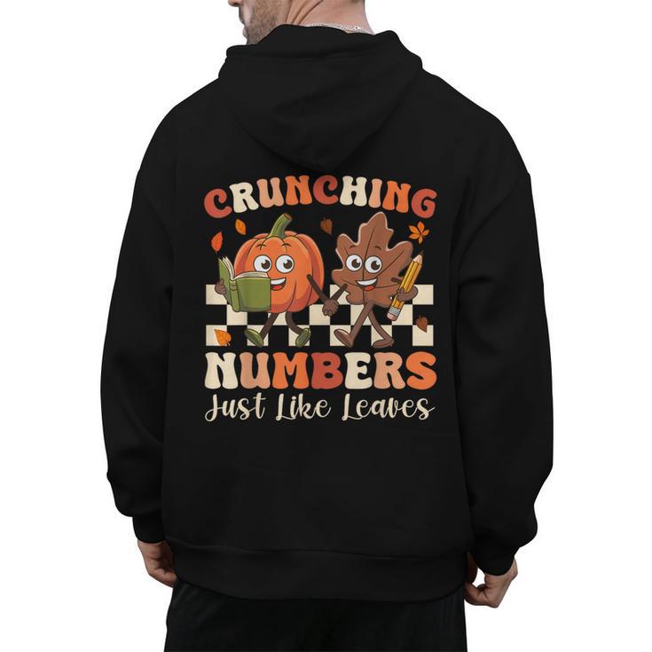 Crunching Numbers Just Like Leaves Pumpkin Fall Teacher Men's Hoodie Back Print