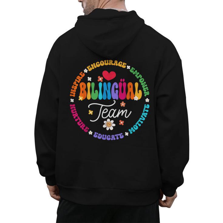 Cultivando Bilingues Dual Language Bilingual Team Teacher Men's Hoodie Back Print