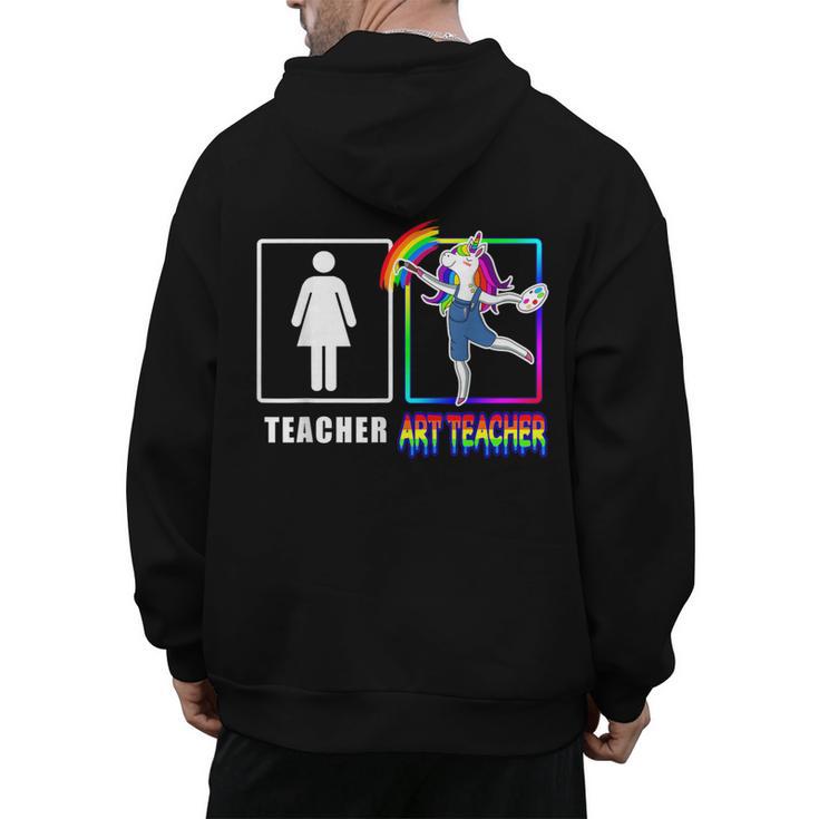 Cute Art Teacher Magical Dabbing Unicorn Artist Men's Hoodie Back Print