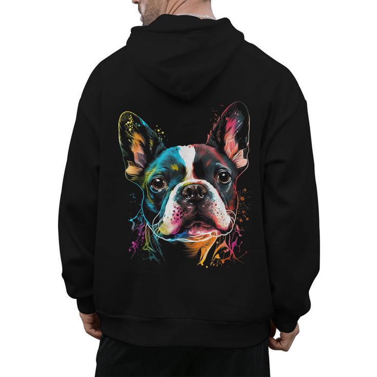 Cute Boston Terrier Puppy Dog Art Lover Unique Painting For Men Women Kids Men's Hoodie Back Print