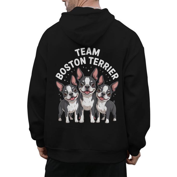 Cute Cartoon For Dog Owners Pet Team Boston Terrier Men's Hoodie Back Print
