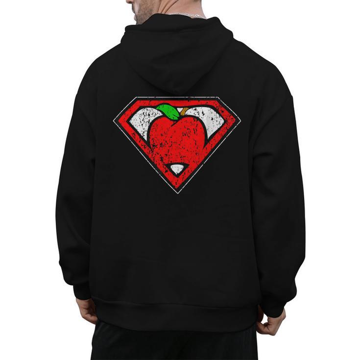 Cute Distressed Super Teacher Superhero Apple Shirt Men's Hoodie Back Print