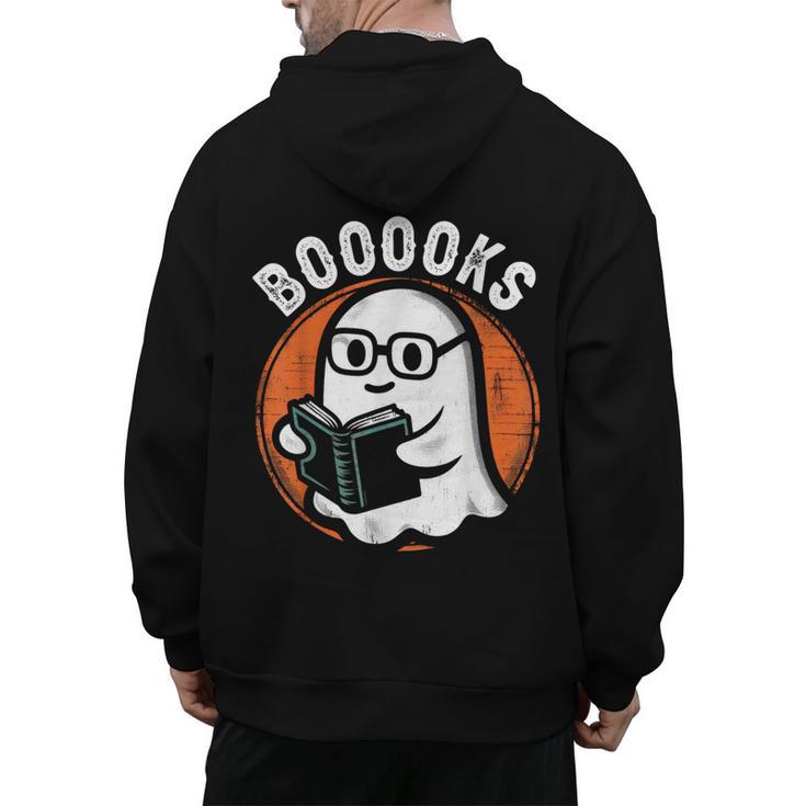 Cute Ghost Book Reading Books Lover Retro Halloween Teacher Men's Hoodie Back Print