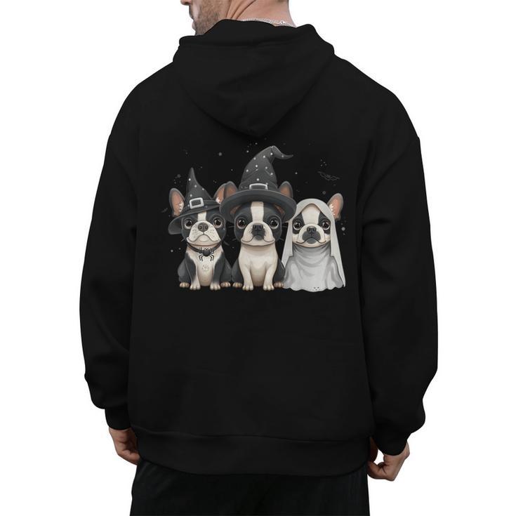 Cute Halloween Boston Terrier Dogs Witch Hat Ghost Dog For Men Women Kids Men's Hoodie Back Print