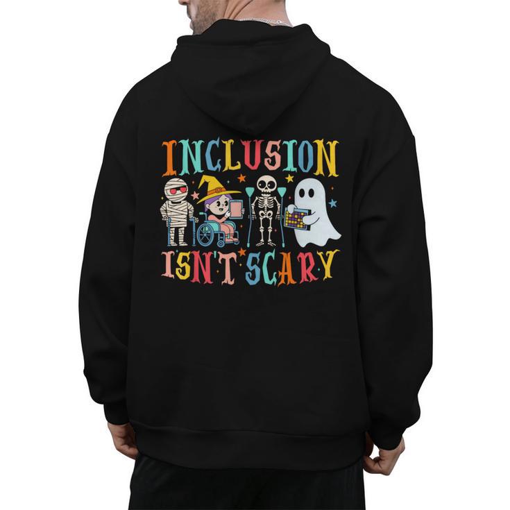 Cute Inclusion Isn't Scary Teacher Skeleton Ghost Halloween Men's Hoodie Back Print