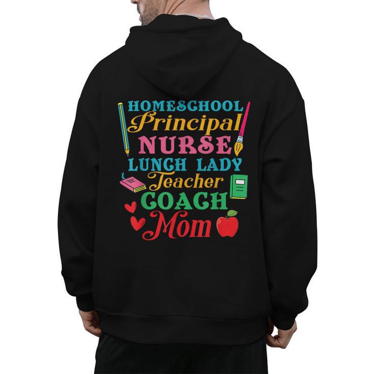Cute Principal Nurse Lunch Lady Teacher Coach Homeschool Mom Men's Hoodie Back Print