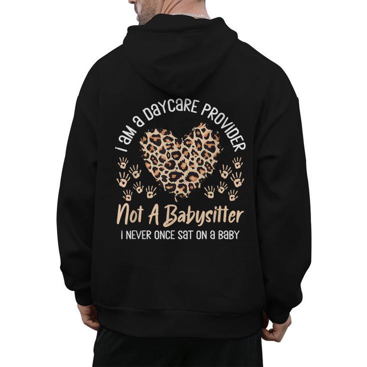 Daycare Provider Teacher Childcare Worker Leopard Heart Fun Men's Hoodie Back Print