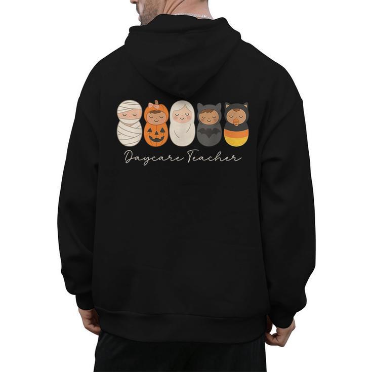 Daycare Teacher Halloween Infant Squad Spooky Childcare Fall Men's Hoodie Back Print