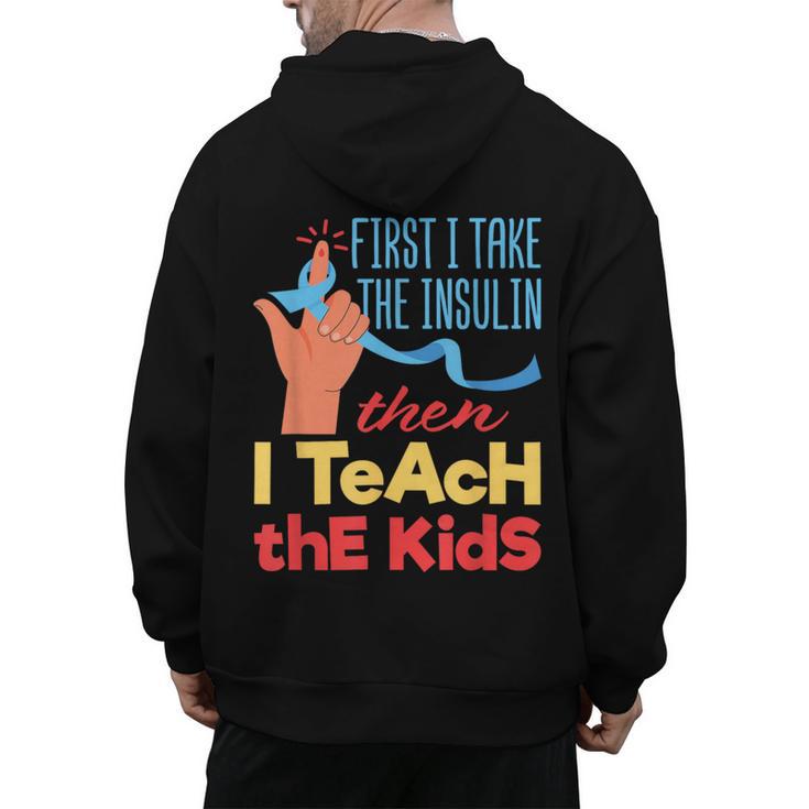 Diabetic Teacher Diabetes Awareness Insulin Blue Ribbon Men's Hoodie Back Print