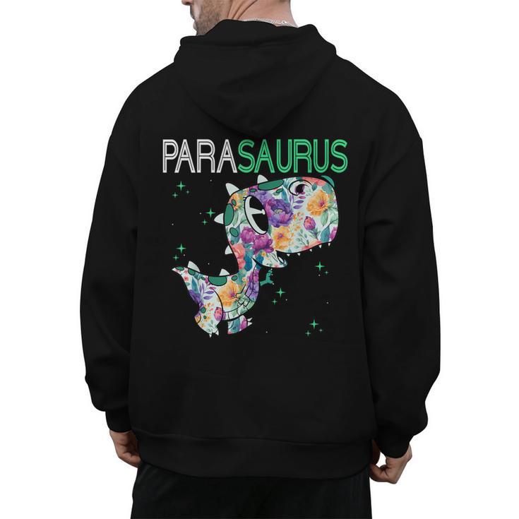 Dino Para Professional Teacher Collection T-Rex Dinosaur Paraeducator Assistant Teacher Men's Hoodie Back Print