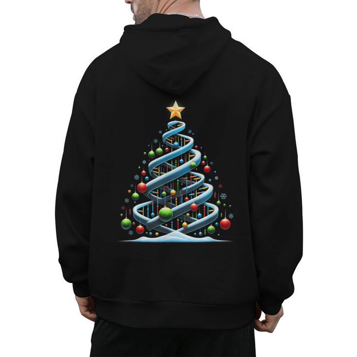 DNA Helix Christmas Tree Scientist Biology Science Teacher Men's Hoodie Back Print