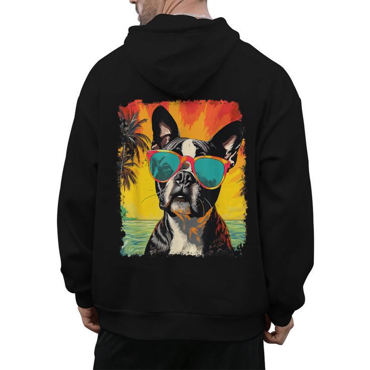 Dog Boston Terrier Hawaiian Men's Hoodie Back Print