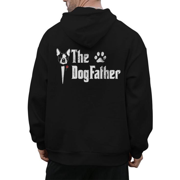 The Dogfather Boston Terrier Dog Dad Father's Day Men's Hoodie Back Print